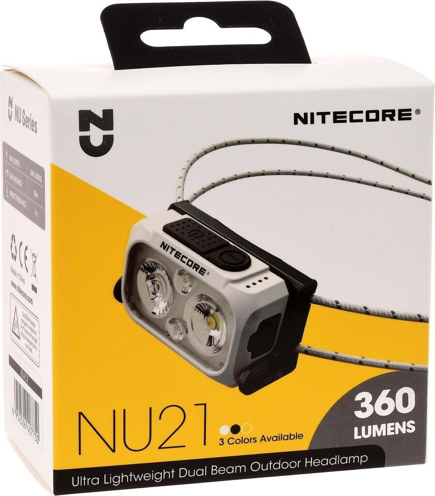 Bild von Nitecore Stirnlampe NU21, leicht, USB-C-aufladbare LED Kopflampe, 360 Lumen, 58 m Leuchtweite, Rotlicht für Nachtsicht, schwarz