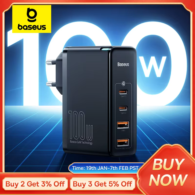 Bild von Baseus GaN Charger 100W USB Type C PD Fast Charger with Quick Charge 4.0 USB Phone Charger For