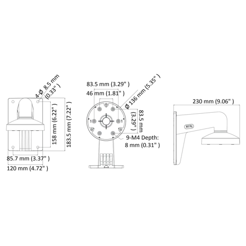 Bild von Hikvision DS-1473ZJ-135 Wandhalterung für Überwachungskameras