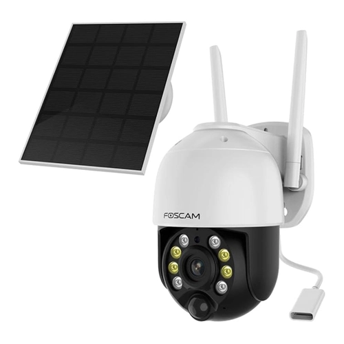 Bild von Foscam B4 WLAN Überwachungskamera Weiß inkl. Solarpanel 4MP (2560x1440), Akkubetrieb, WLAN, Schwenk- und Neigefunktion