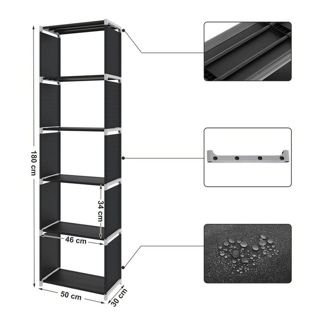 Bild von SONGMICS Standregal LSN15H, Standregal BÜcherregal Lagerregal Regale, schwarz