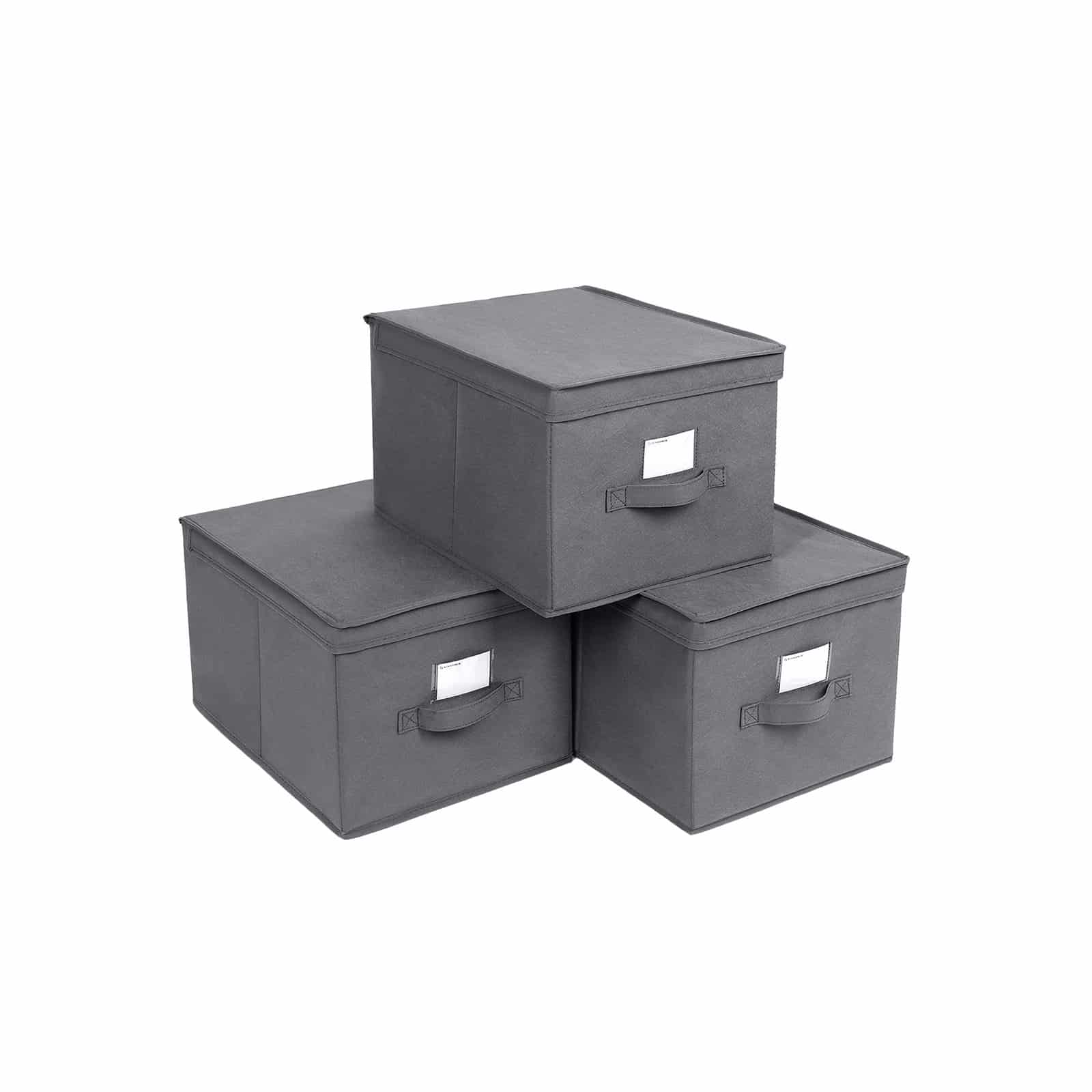 Bild von Stoffboxen mit Deckel 3 Stk Grau