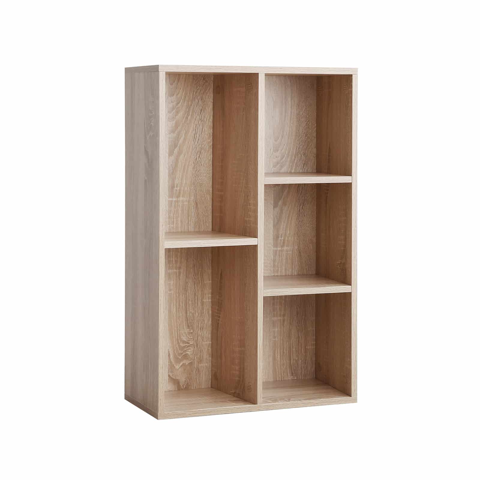 Bild von VASAGLE Bücherschrank, Bücherregal, mit 5 Fächern, Büroregal, Würfelregal, Standregal, für Wohnzimmer, Schlafzimmer, Büro, Kinderzimmer, eichefarben LBC25NL