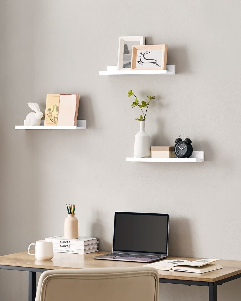 Bild von SONGMICS Wandregal, 3er Set, Schweberegal, 38 cm breit, Regal für Fotorahmen und Dekos, für Wohnzimmer, Arbeitszimmer, Badezimmer, Küche, weiß LWS38WT