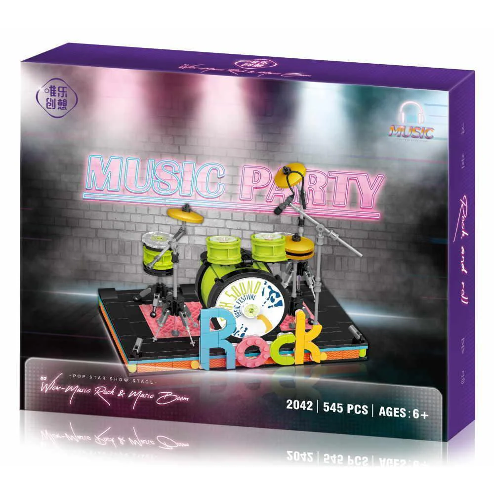 Bild von Lezi WL2042 - Music Party: Schlagzeug (mini blocks) - 545 Klemmbausteine
