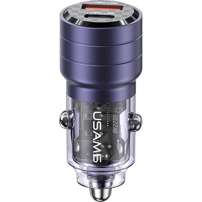 Bild von Usams Ład. sam. C36 USB+USB-C 95W Fast Charge fioletowy/purple CC176CC02 (US-CC176), Auto Adapter, Rosa, Violett