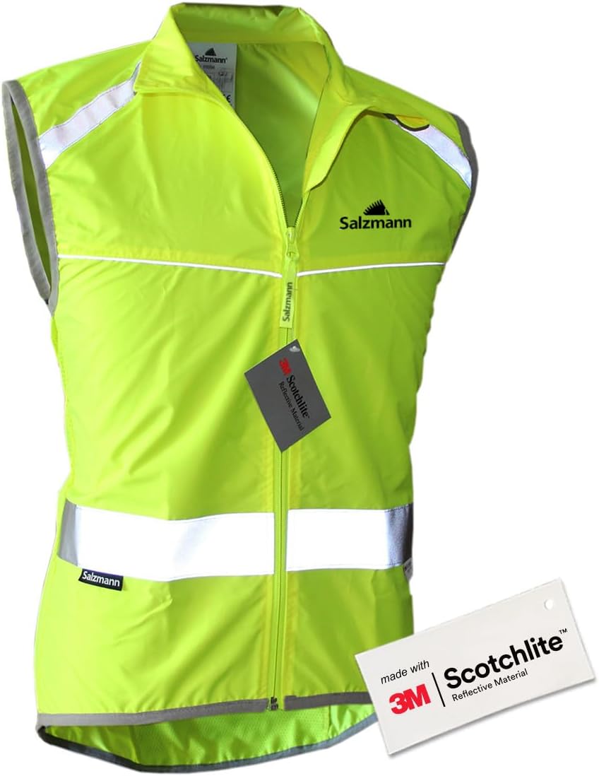 Bild von Salzmann 3M Reflektierende Fahrradweste - Mit luftdurchlässigen Mesh-Einsätzen und Rückentasche - Hergestellt mit 3M Scotchlite, Gelb, L