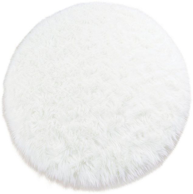 Bild von Home affaire Fellteppich "Dena, Hochflor Teppiche", rund, 60 mm Höhe, Kunstfell, weich, Uni-Farben, Wohnzimmer, Schlafzimmer, Esszimmer