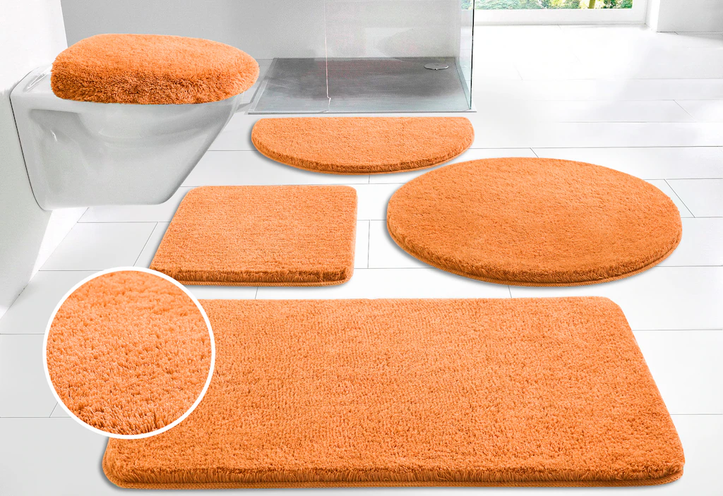 Bild von my home Badematte Merida, Höhe 32 mm, rutschhemmend beschichtet, fußbodenheizungsgeeignet, schnell trocknend, strapazierfähig, Kunstfaser, rund, Badteppich, Uni Farben, rechteckig, rund & als 2-tlg. Set erhältlich