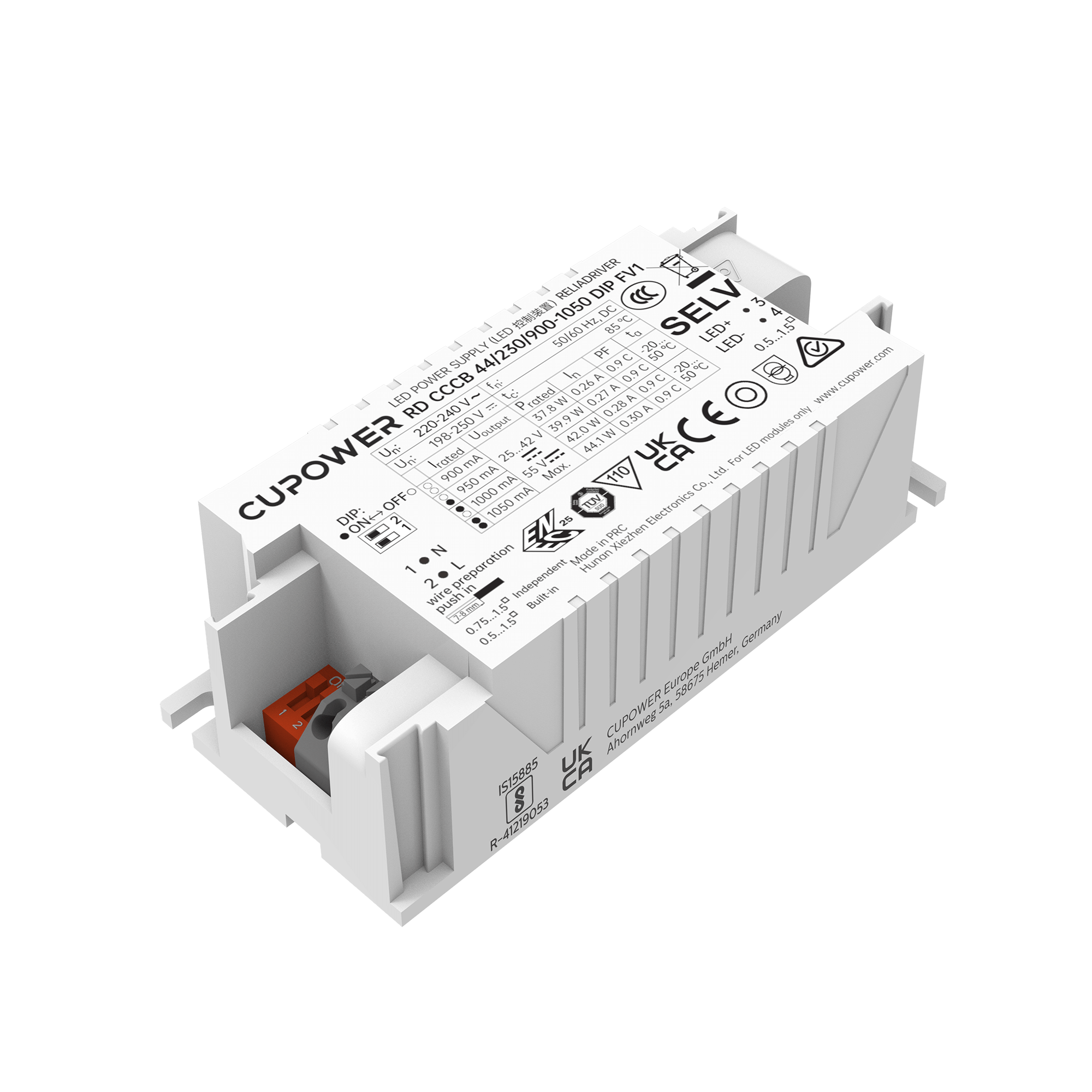 Bild von Cupower LED-Treiber RD CCCB 44/230/900-1050 DIP FV1 - 160136