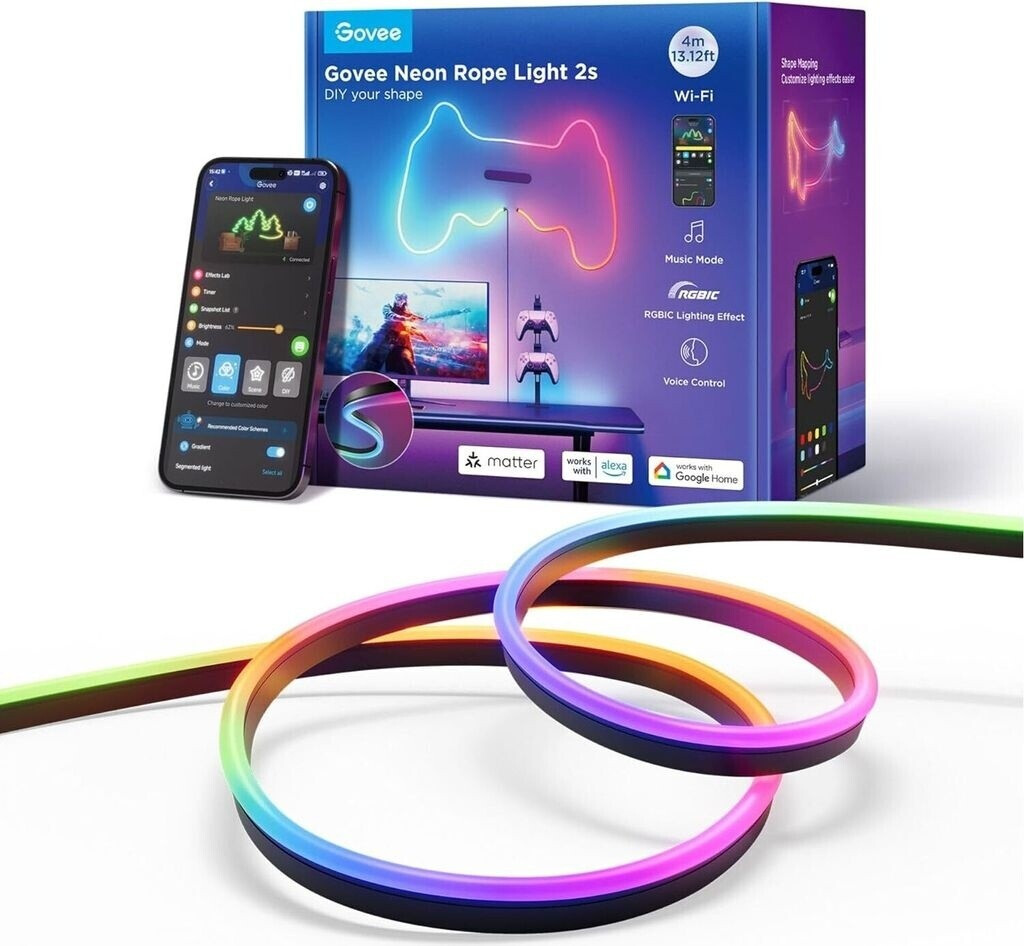Bild von Govee Neon Strip Light 4 Meter black Matter ready H61D4C11 LED-Streifen-Basisset 100 V, 230 V, 24V 4
