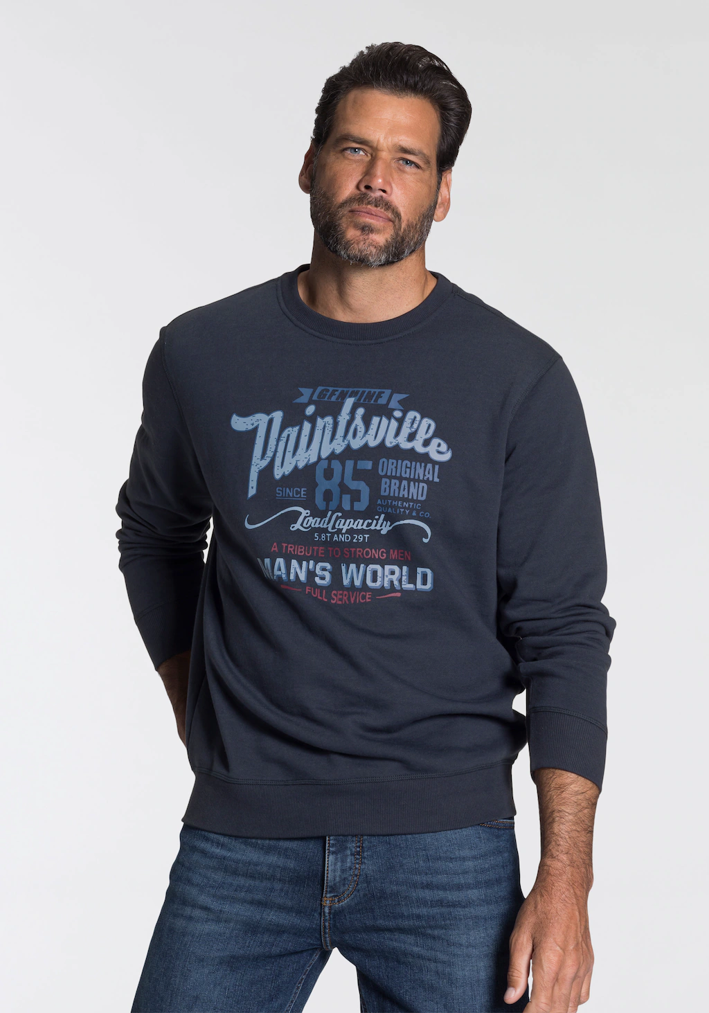 Bild von Man's World Sweatshirt, Langarm, lässiger Print, Rundhals, aus Baumwollmischung