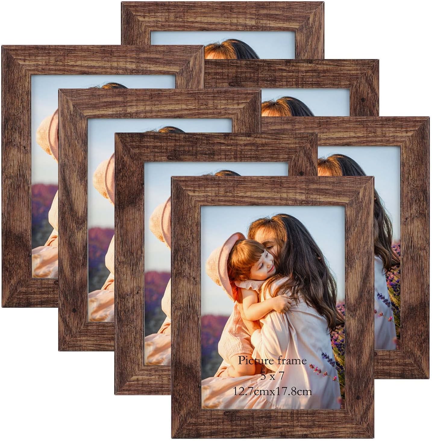 Bild von PETAFLOP 7er Set Bilderrahmen 13x18 CM Braun, Bilderrahmen holz Wand und Tischbilderrahmen, Geeignet für den Einsatz in Wohnungen Büros usw