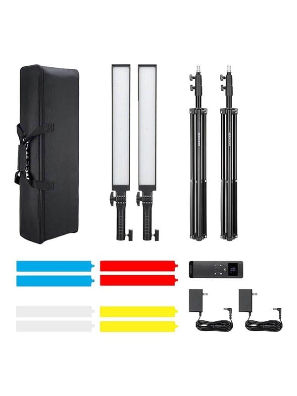 Bild von Neewer Videoleuchte BH20B 2er Pack LED Video Lichtstab, dimmbare 3200K~5600K, CRI97+, 2,4G Fernbedienungsset, mit Ständern/Filtern/Tasche, für Video Foto