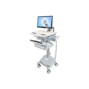 Bild von Ergotron StyleView - Wagen für LCD-Display/Tastatur/Maus/CPU/Notebook/Barcodescanner (open architecture) - medizinisch - Aluminium, verzinker Stahl, high-grade plastic - Grau, weiß, Polished Aluminum - Bildschirmgröße: bis zu 61cm (bis zu 61,00cm (24) ) - Montageschnittstelle: 100 x 100 mm, 75 x 75 mm - Ausgang: Wechselstrom 230 V - 40 Ah - Lithium-Eisen-Phosphat (SV44-1212-2)