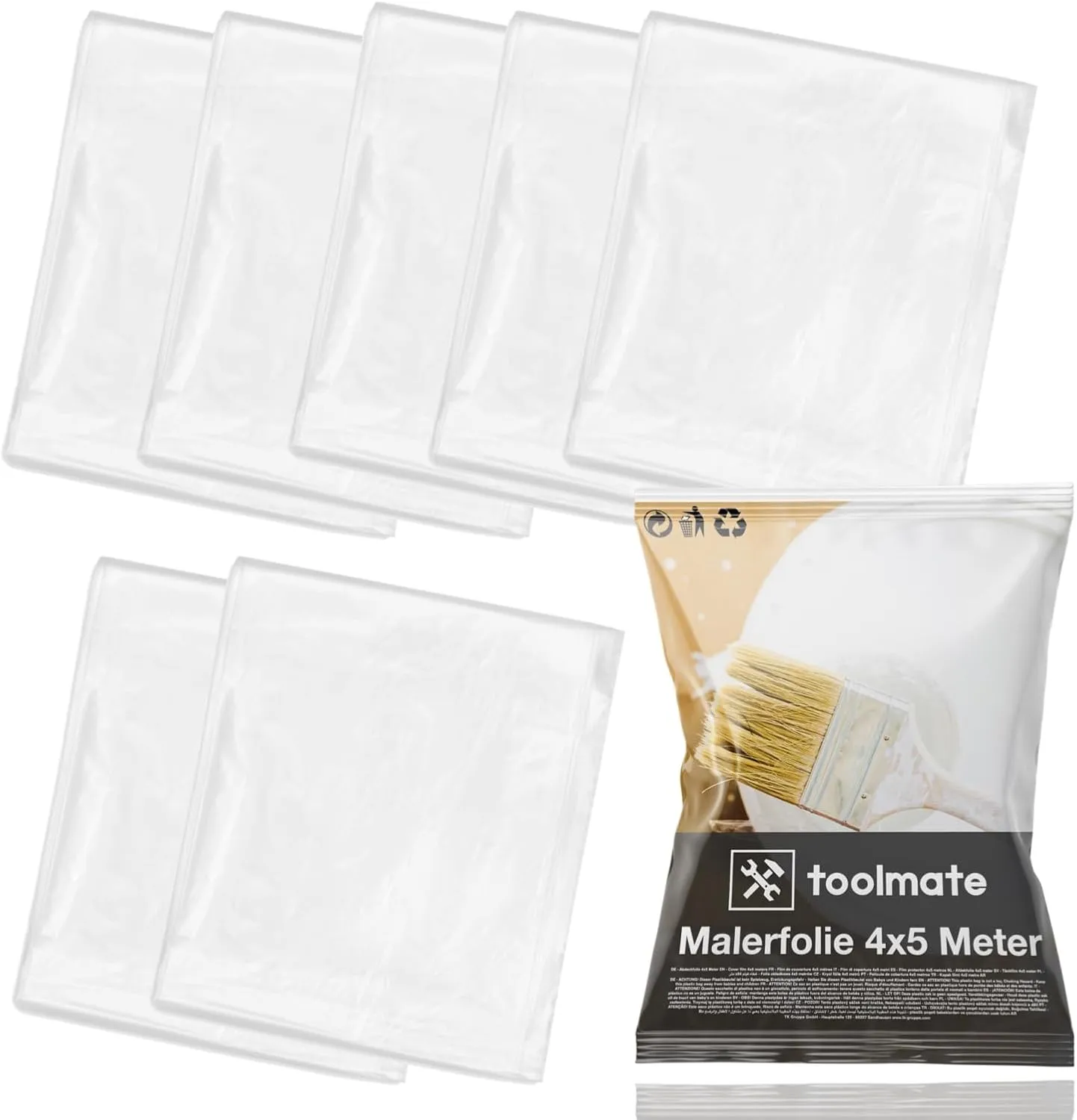 Bild von 6er Set transparente Malerfolie 4x5 Meter ideal für Umzug und Renovierung