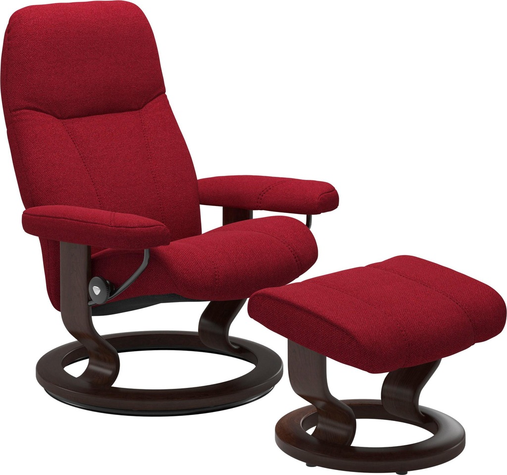 Bild von Stressless® Relaxsessel »Consul«, (Set, Relaxsessel mit Hocker), mit Hocker, mit Classic Base, Größe M, Gestell Braun