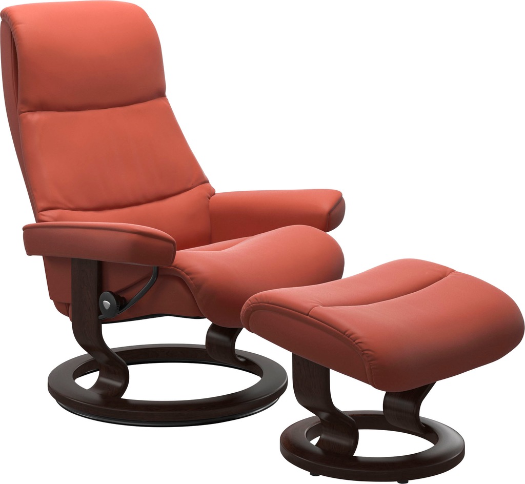 Bild von Stressless® Relaxsessel »View«, (Set, Relaxsessel mit Hocker), mit Classic Base, Größe L,Gestell Braun