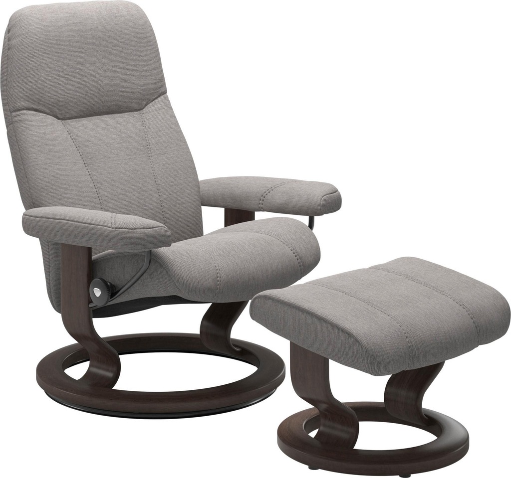 Bild von Stressless® Relaxsessel »Consul«, (Set, Relaxsessel mit Hocker), mit Hocker, mit Classic Base, Größe L, Gestell Wenge