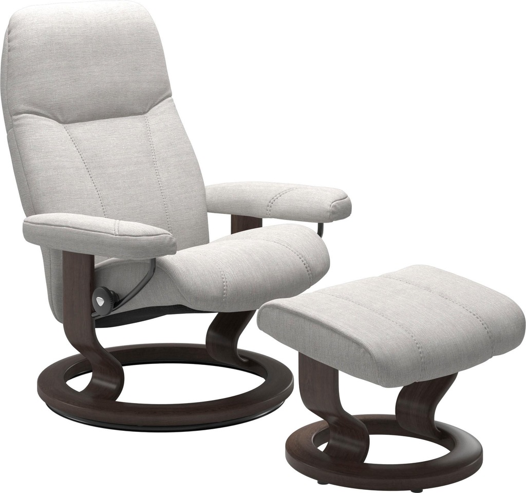 Bild von Stressless® Relaxsessel »Consul«, (Set, Relaxsessel mit Hocker), mit Hocker, mit Classic Base, Größe S, Gestell Wenge