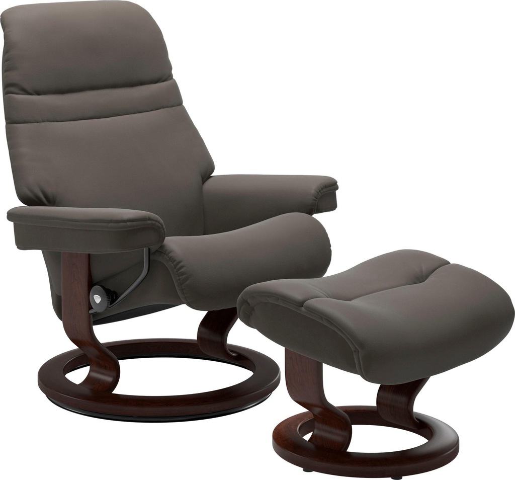 Bild von Stressless® Relaxsessel »Sunrise«, (Set, Relaxsessel mit Hocker), mit Classic Base, Größe S, Gestell Braun