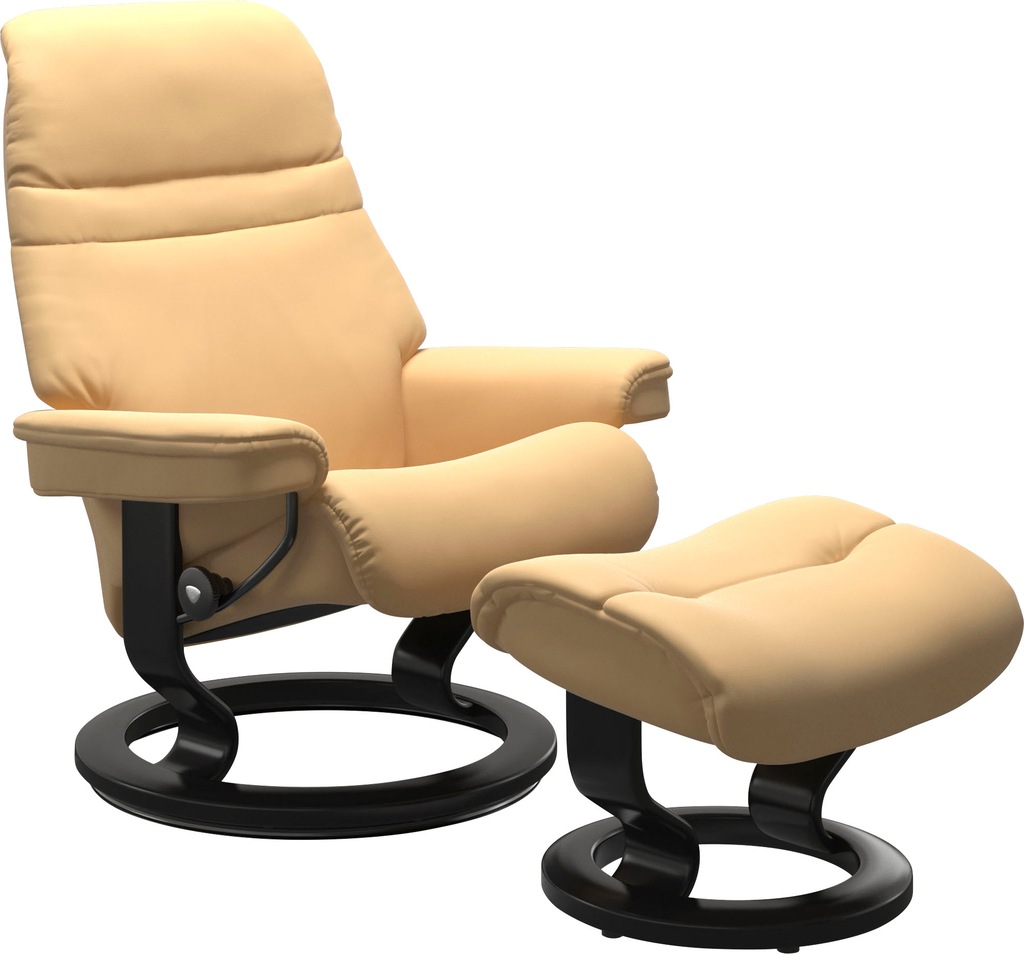 Bild von Stressless® Relaxsessel »Sunrise«, (Set, Relaxsessel mit Hocker), mit Classic Base, Größe S, Gestell Schwarz