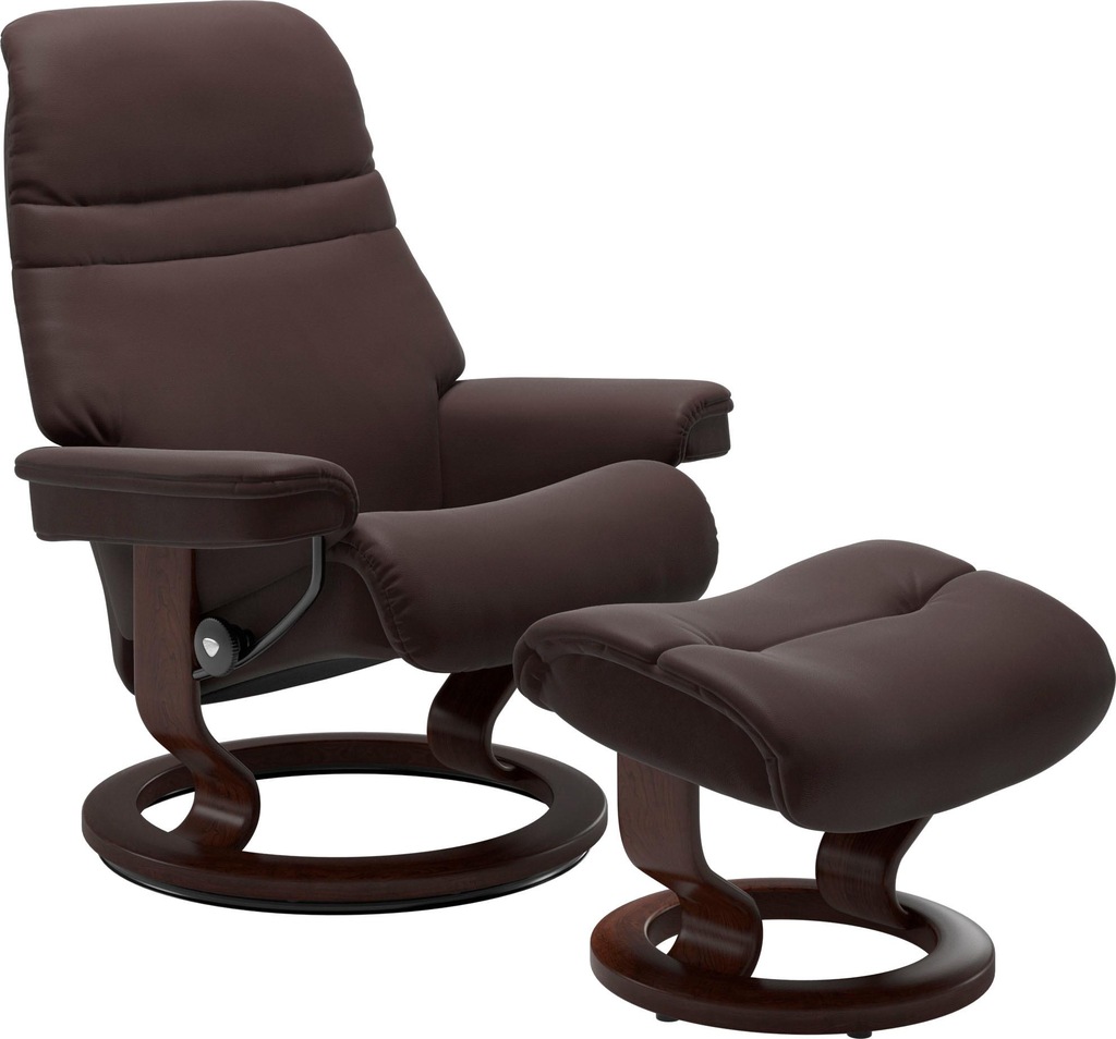 Bild von Stressless® Relaxsessel »Sunrise«, (Set, Relaxsessel mit Hocker), mit Classic Base, Größe L, Gestell Braun