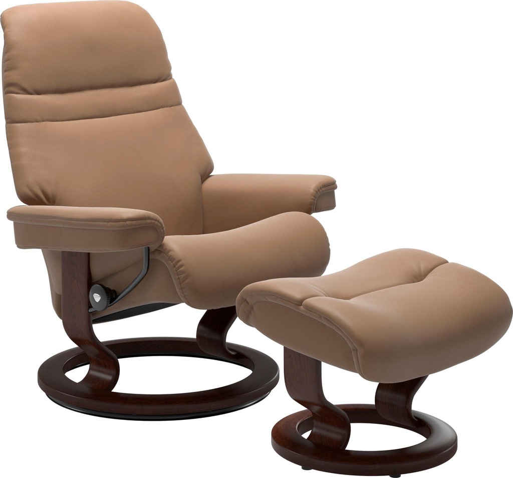 Bild von Stressless® Relaxsessel »Sunrise«, (Set, Relaxsessel mit Hocker), mit Classic Base, Größe L, Gestell Braun