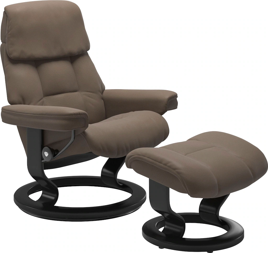 Bild von Stressless® Relaxsessel »Ruby«, (Set, Relaxsessel mit Hocker), mit Classic Base, Größe S, Gestell Eiche, Wenge, Braun & Schwarz