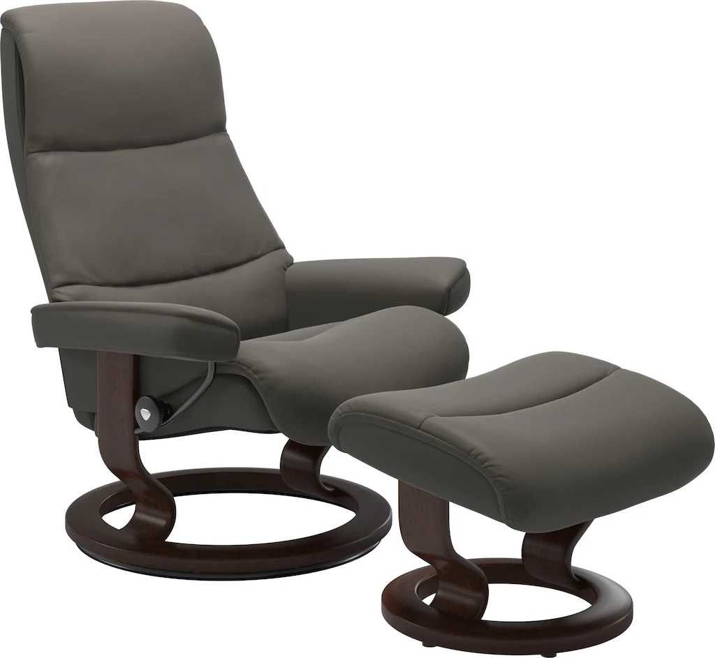 Bild von Stressless® Relaxsessel »View«, (Set, Relaxsessel mit Hocker), mit Classic Base, Größe M,Gestell Braun