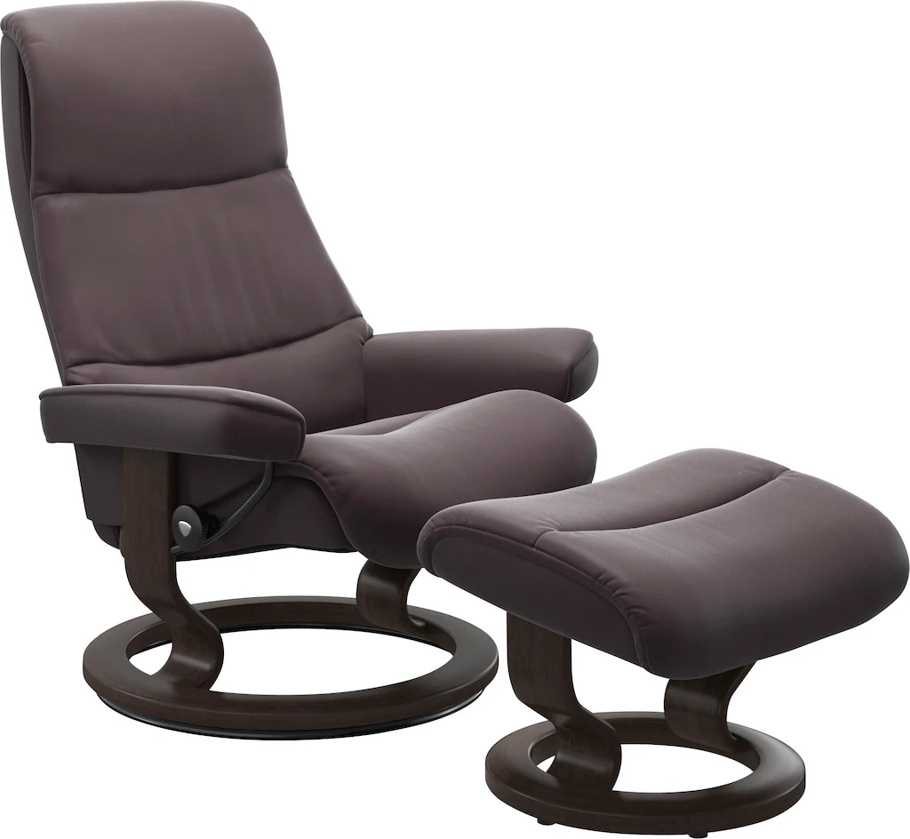 Bild von Stressless® Relaxsessel »View«, (Set, Relaxsessel mit Hocker), mit Classic Base, Größe M,Gestell Wenge