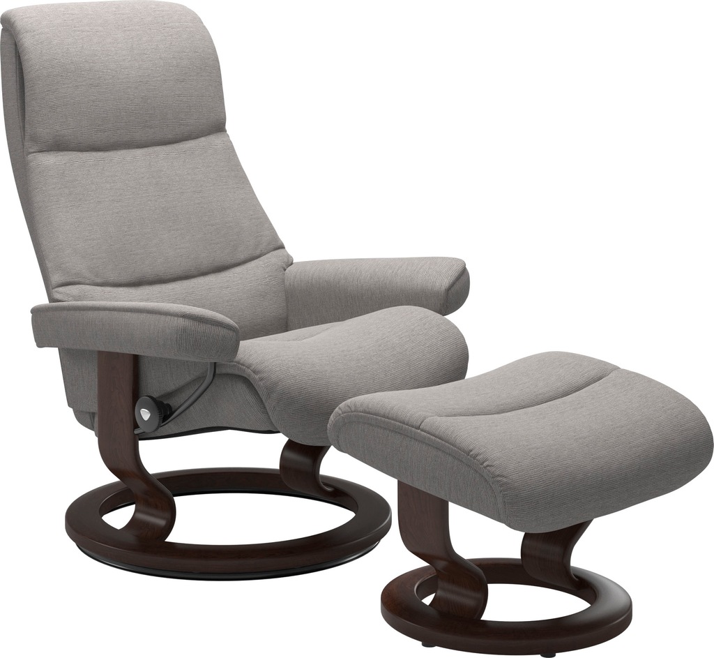 Bild von Stressless® Relaxsessel »View«, (Set, Relaxsessel mit Hocker), mit Classic Base, Größe L,Gestell Braun