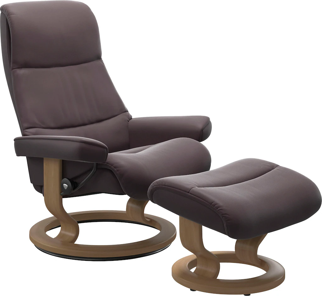 Bild von Stressless® Relaxsessel »View«, (Set, Relaxsessel mit Hocker), mit Classic Base, Größe L,Gestell Eiche