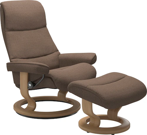Bild von Stressless® Relaxsessel »View«, (Set, Relaxsessel mit Hocker), mit Classic Base, Größe L,Gestell Eiche