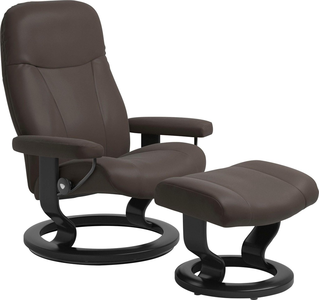 Bild von Stressless® Relaxsessel »Garda«, (Set, Relaxsessel mit Hocker), mit Hocker, mit Classic Base, Größe L, Gestell Schwarz