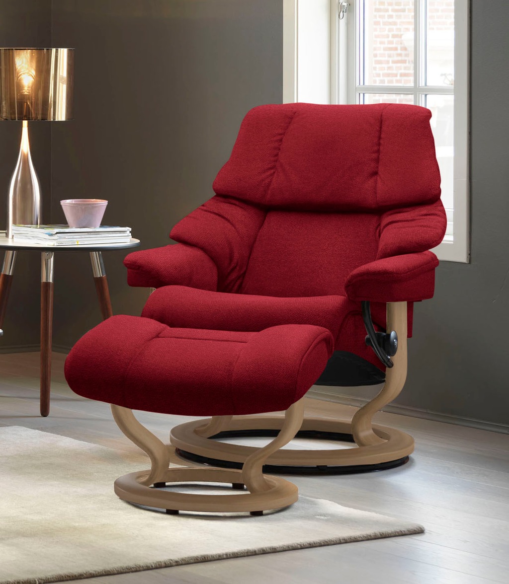 Bild von Stressless® Relaxsessel »Reno«, (Set, Relaxsessel mit Hocker), mit Hocker, mit Classic Base, Größe S, M & L, Gestell Eiche
