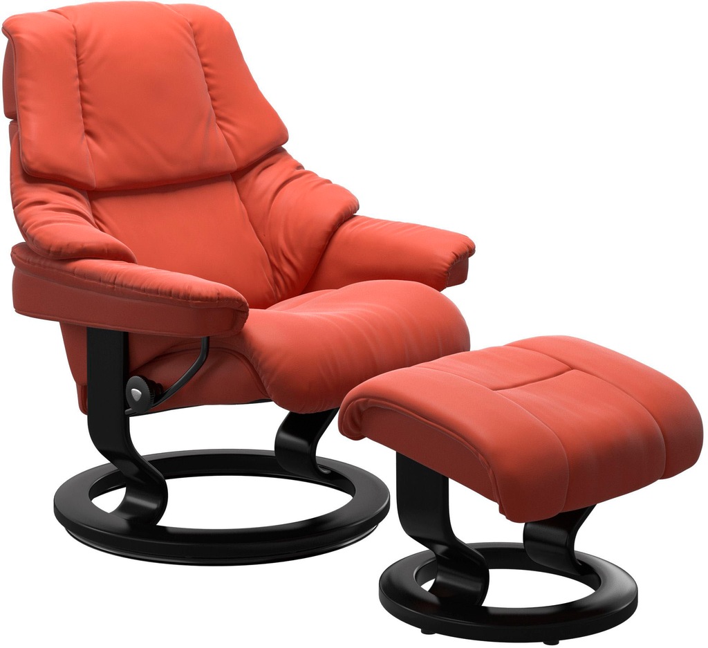 Bild von Stressless® Relaxsessel »Reno«, (Set, Relaxsessel mit Hocker), mit Hocker, mit Classic Base, Größe S, M & L, Gestell Schwarz