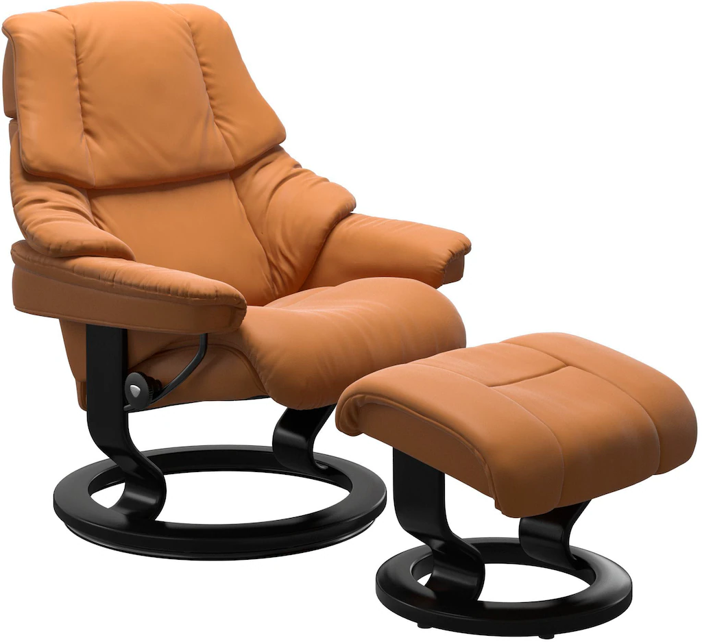 Bild von Stressless® Relaxsessel »Reno«, (Set, Relaxsessel mit Hocker), mit Hocker, mit Classic Base, Größe S, M & L, Gestell Schwarz