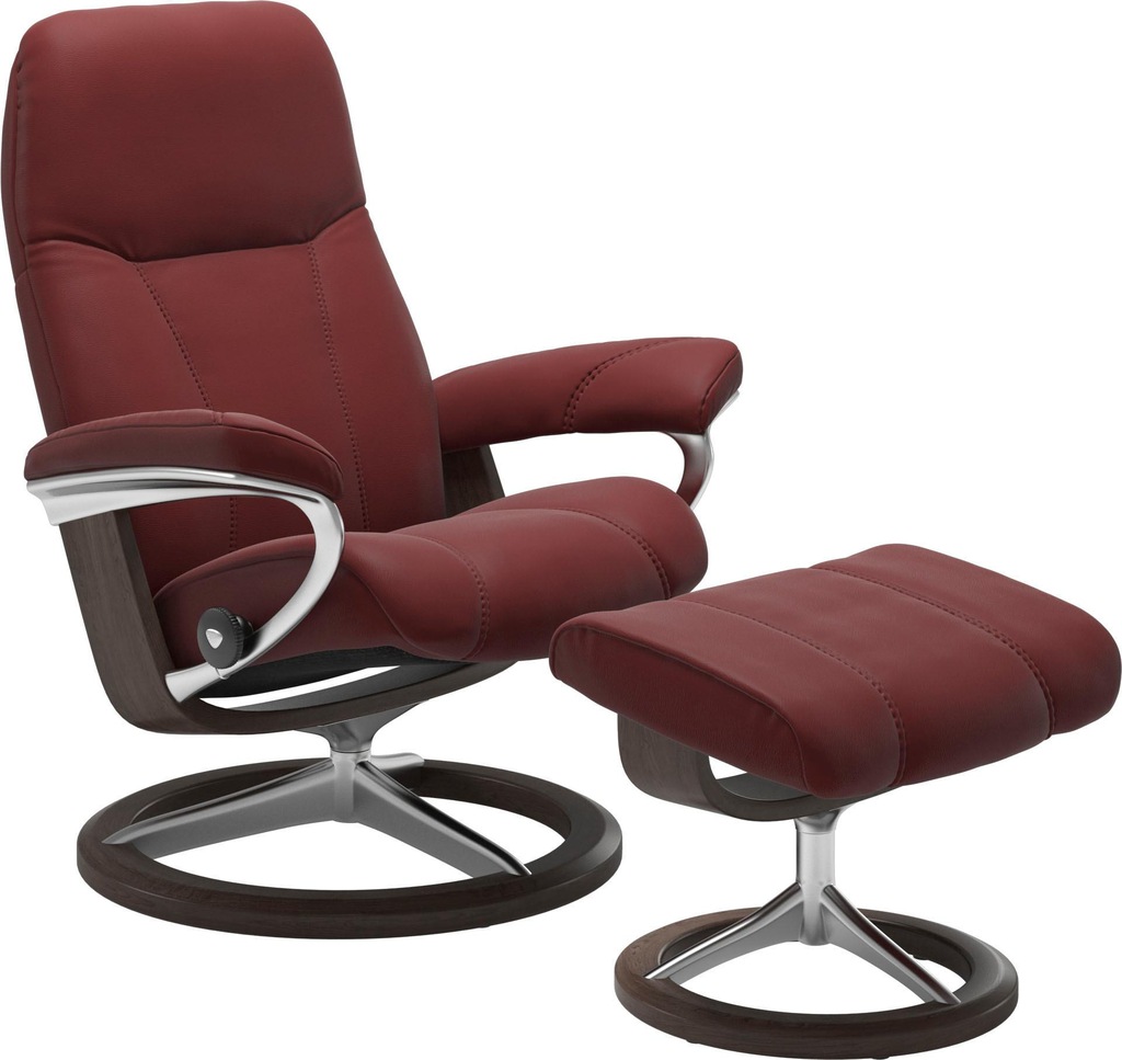 Bild von Stressless® Relaxsessel »Consul«, (Set, Relaxsessel mit Hocker), mit Hocker, mit Signature Base, Größe L, Gestell Wenge