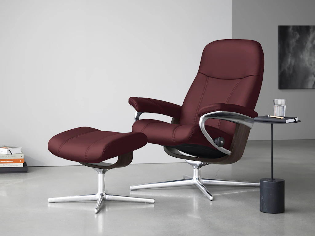 Bild von Stressless® Relaxsessel »Consul«, (Set, Relaxsessel mit Hocker), mit Hocker, mit Cross Base, Größe S, M & L, Holzakzent Wenge