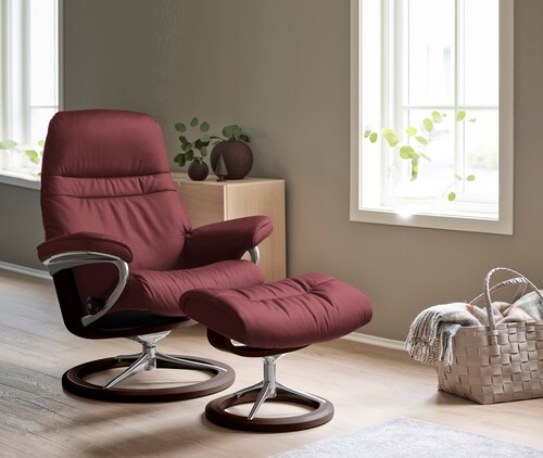 Bild von Stressless® Relaxsessel »Sunrise«, (Set, Relaxsessel mit Hocker), mit Signature Base, Größe M, Gestell Braun