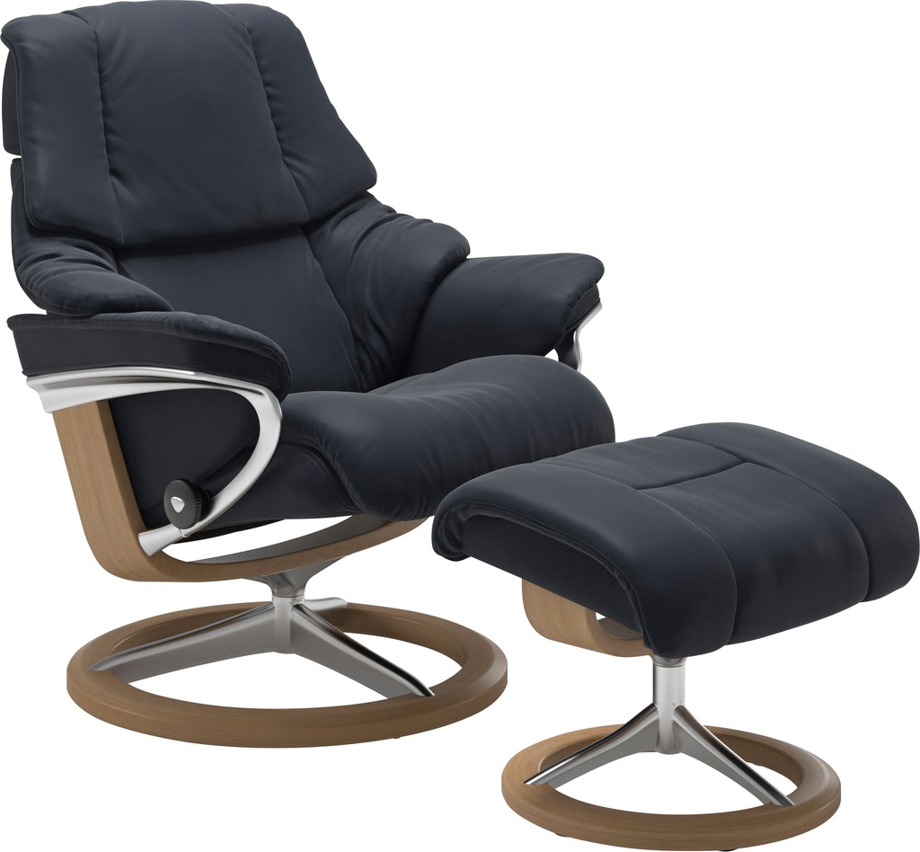 Bild von Stressless® Relaxsessel »Reno«, (Set, Relaxsessel mit Hocker), mit Hocker, mit Signature Base, Größe S, M & L, Gestell Eiche