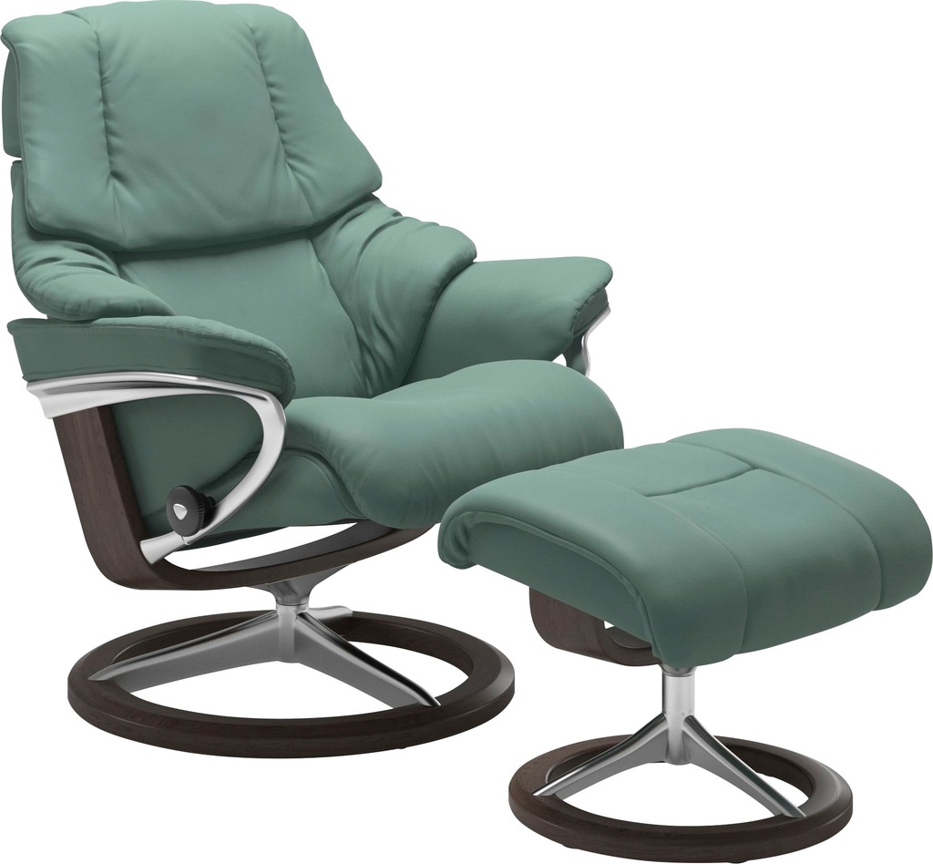 Bild von Stressless® Relaxsessel »Reno«, (Set, Relaxsessel mit Hocker), mit Hocker, mit Signature Base, Größe S, M & L, Gestell Wenge
