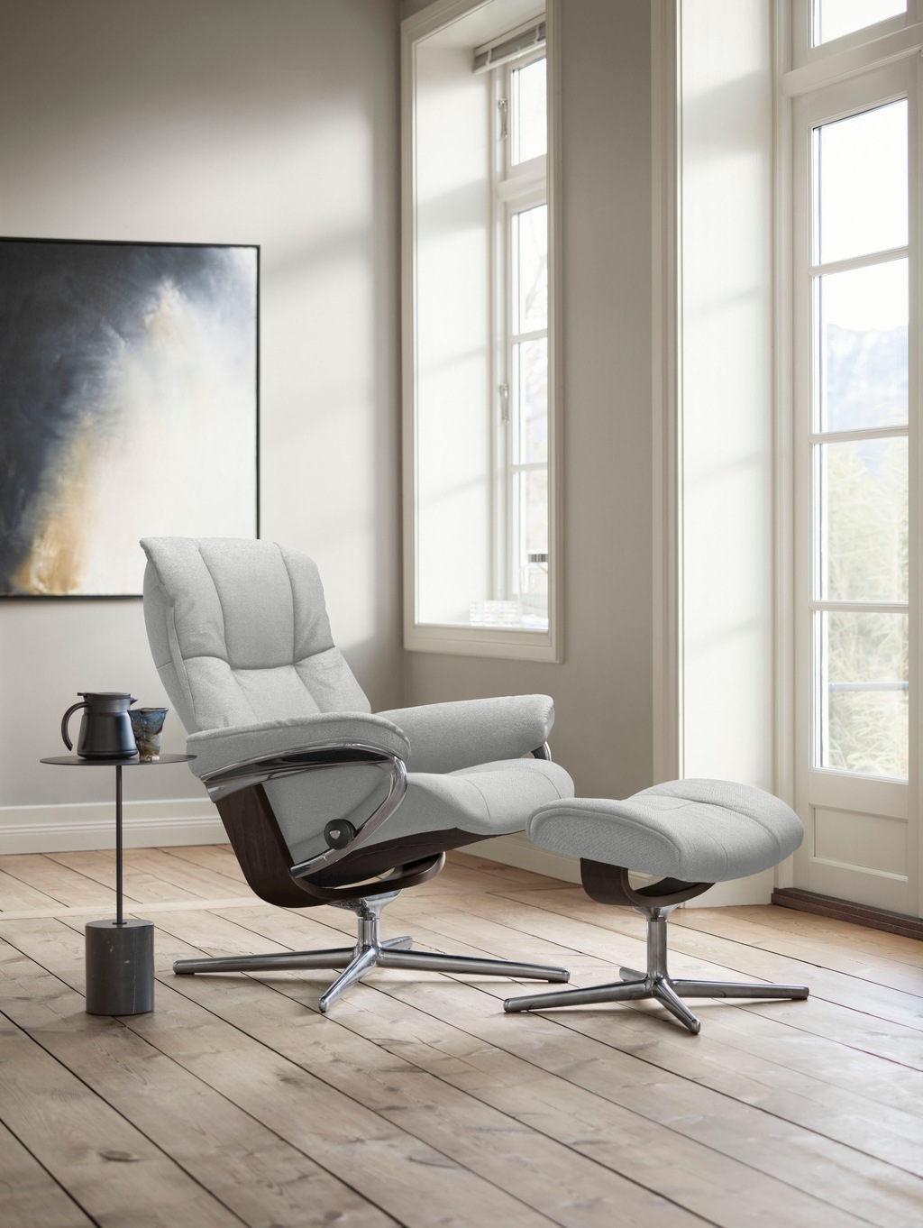 Bild von Stressless® Relaxsessel »Mayfair«, (Set, Relaxsessel mit Hocker), mit Hocker, mit Cross Base, Größe S, M & L, Holzakzent Wenge