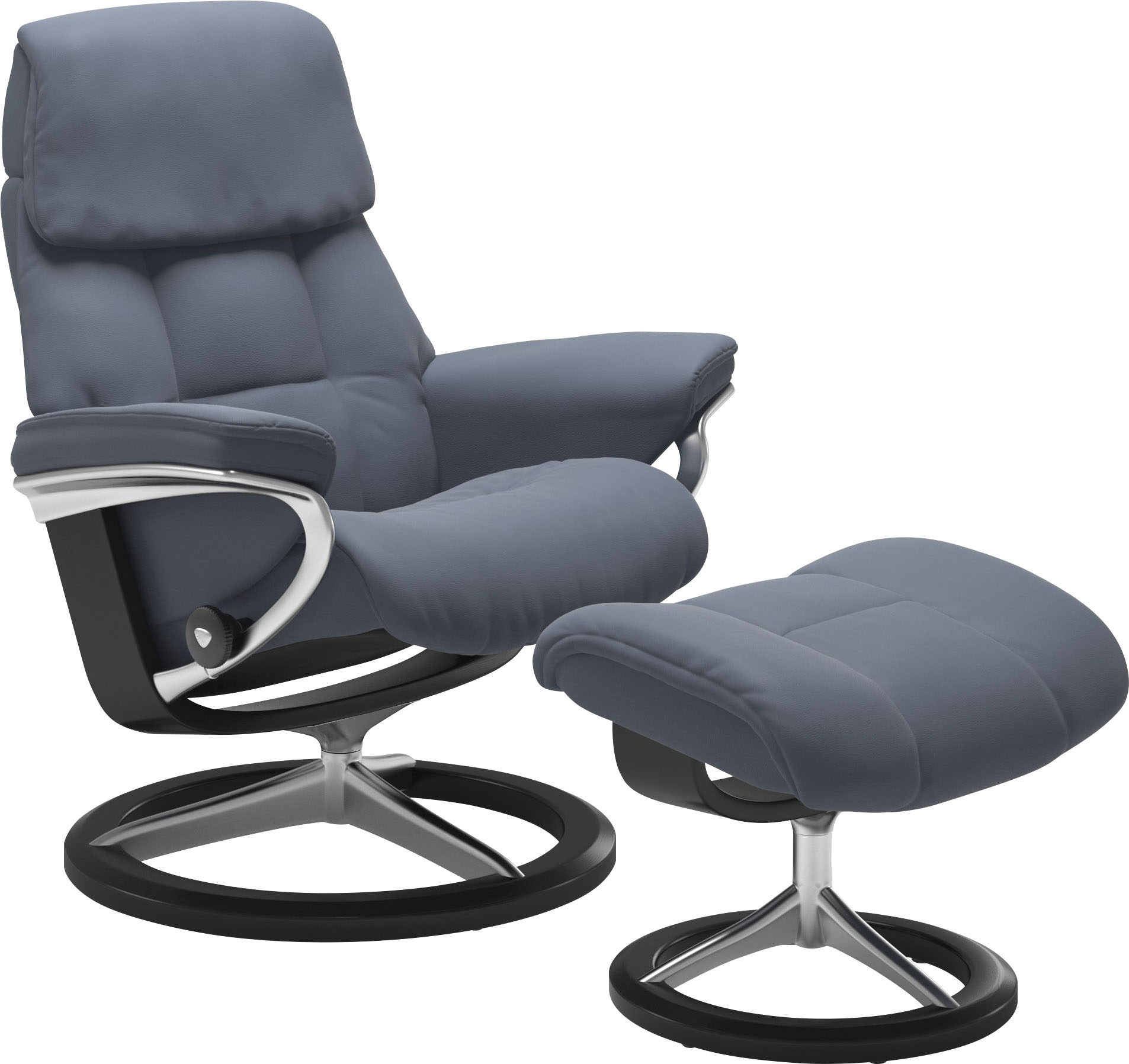 Bild von Stressless® Relaxsessel »Ruby«, (Set, Relaxsessel mit Hocker), mit Signature Base, Größe M, Gestell Eiche, Wenge, Braun & Schwarz