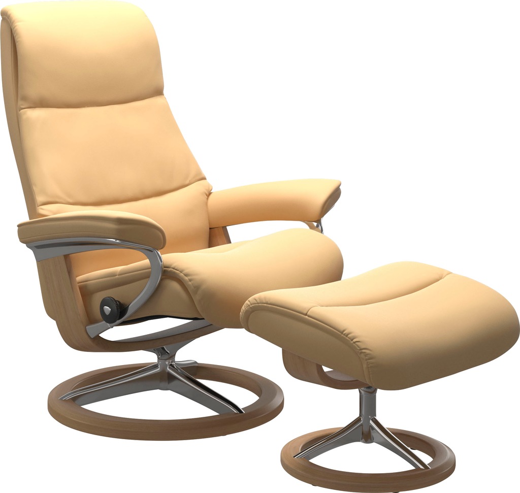 Bild von Stressless® Relaxsessel »View«, (Set, Relaxsessel mit Hocker), mit Signature Base, Größe S,Gestell Eiche