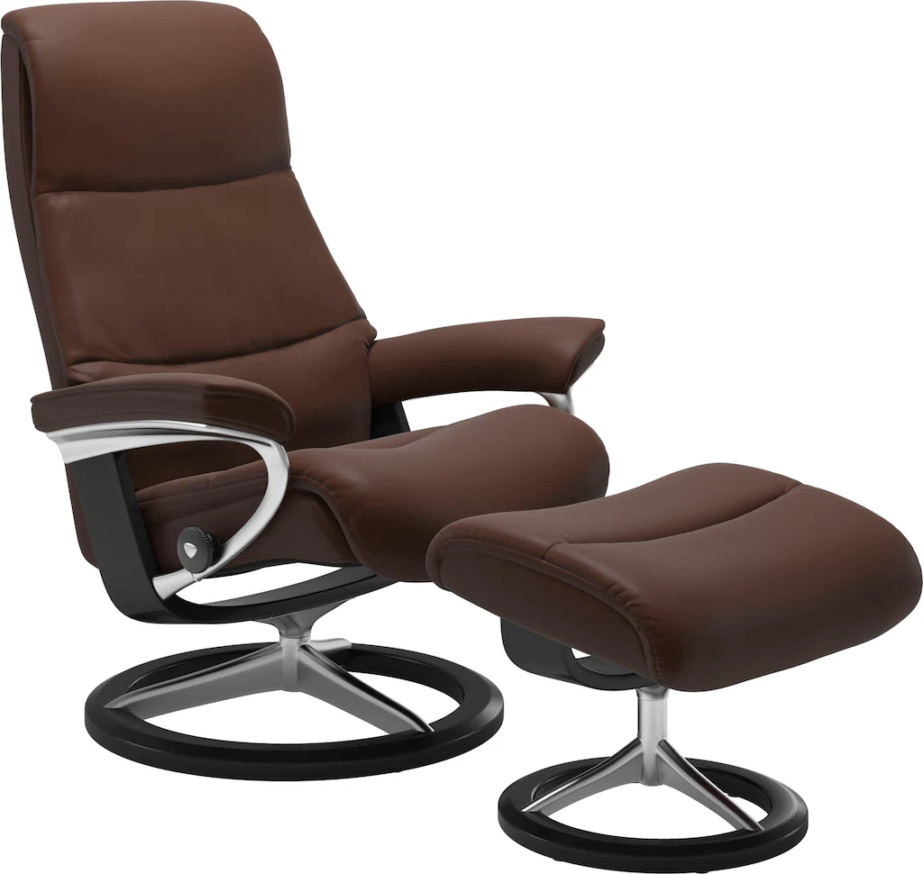 Bild von Stressless® Relaxsessel »View«, (Set, Relaxsessel mit Hocker), mit Signature Base, Größe S,Gestell Schwarz