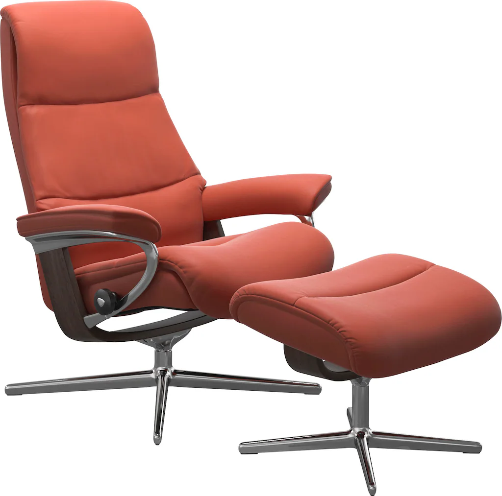 Bild von Stressless® Relaxsessel »View«, (Set, Relaxsessel mit Hocker), mit Hocker, mit Cross Base, Größe S, M & L, Holzakzent Wenge