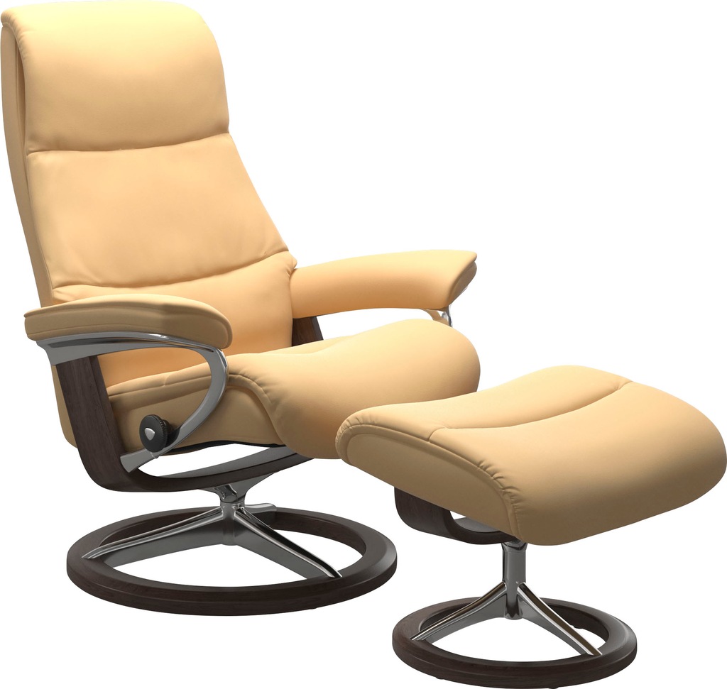 Bild von Stressless® Relaxsessel »View«, (Set, Relaxsessel mit Hocker), mit Signature Base, Größe L,Gestell Wenge