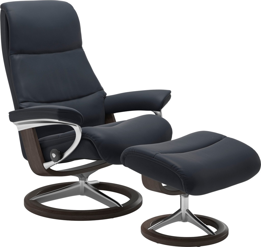 Bild von Stressless® Relaxsessel »View«, (Set, Relaxsessel mit Hocker), mit Signature Base, Größe L,Gestell Wenge